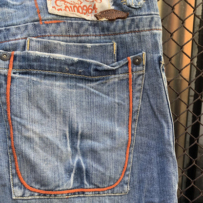 Akdemiks Orange Lines Denim Shorts