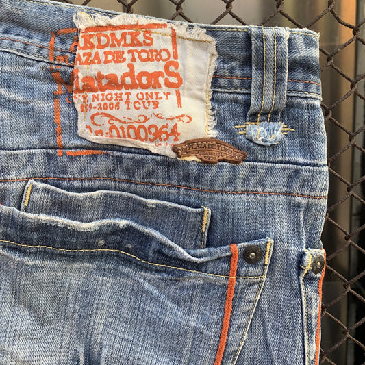 Akdemiks Orange Lines Denim Shorts