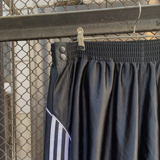 Silky Black Adidas Trackpants, Buttons on the Sides