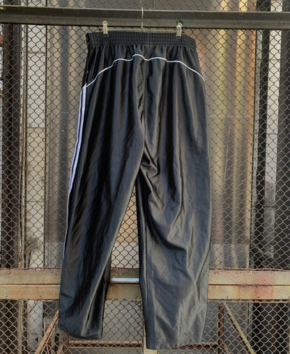 Silky Black Adidas Trackpants, Buttons on the Sides