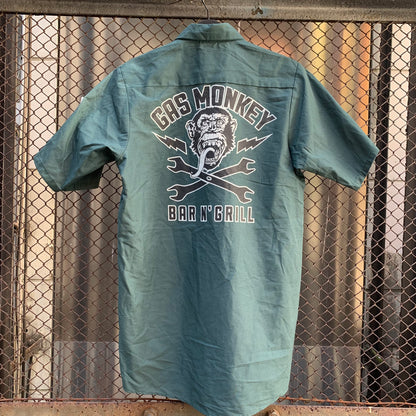 Gas Monkey Short Sleeves Green & Grey Red Kap Shirt