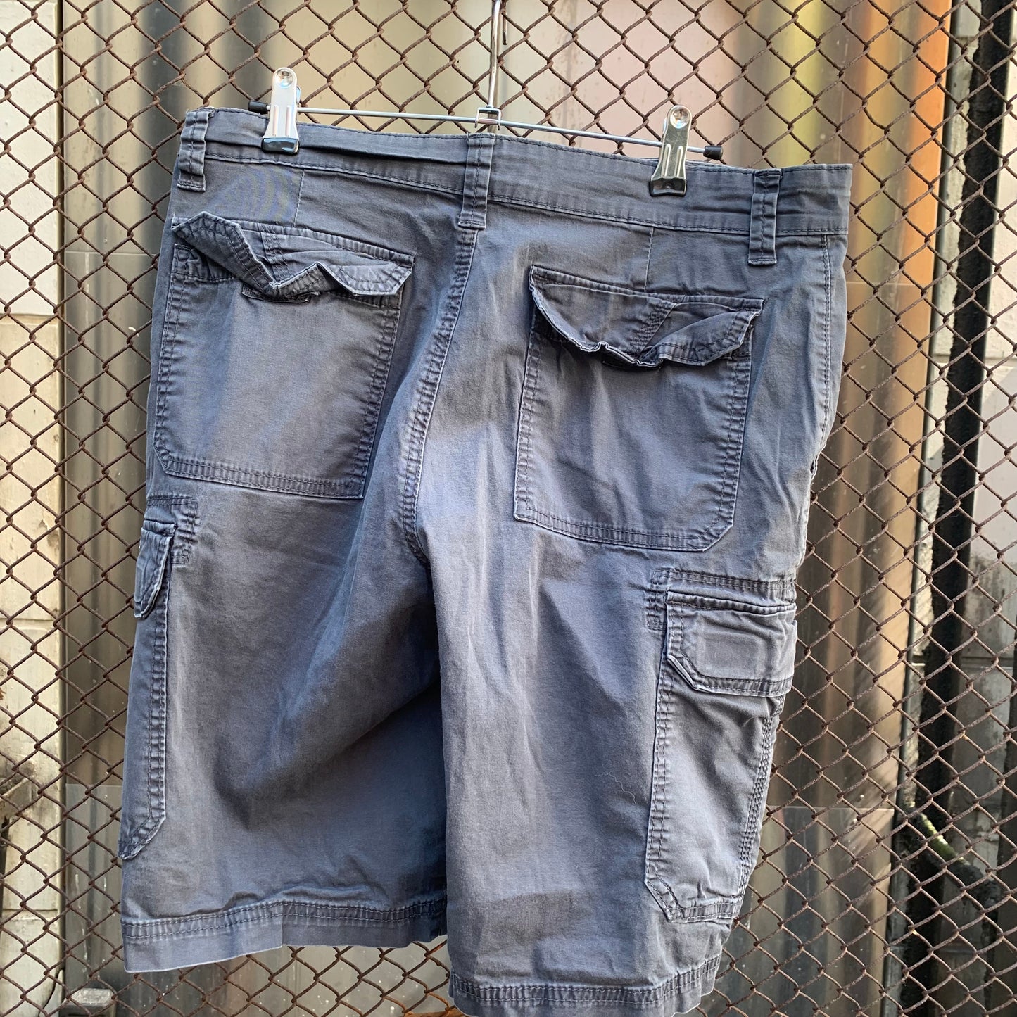 Grey Blue Cargo Shorts