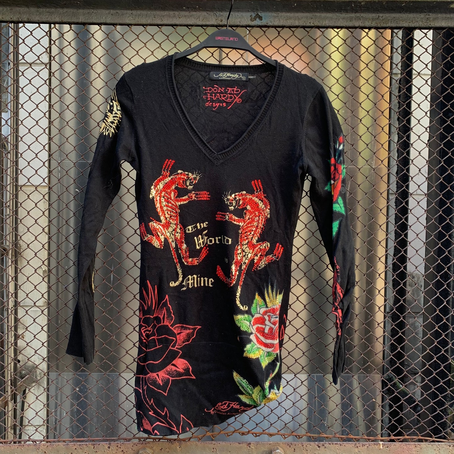 Ed Hardy Long Top - Panther and Roses