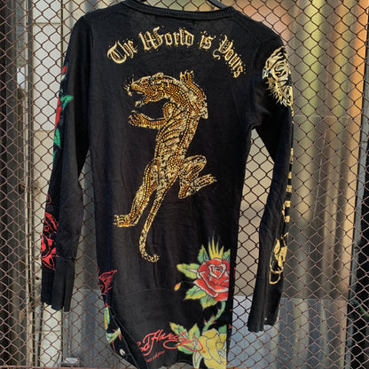 Ed Hardy Long Top - Panther and Roses