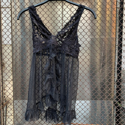 Black Lace Babydoll Top