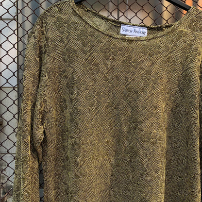 Golden Long Sleeves See-through Top