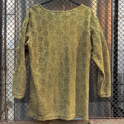 Golden Long Sleeves See-through Top