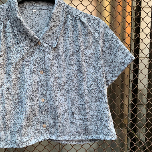 Upcycled Grey Cropped Blouse