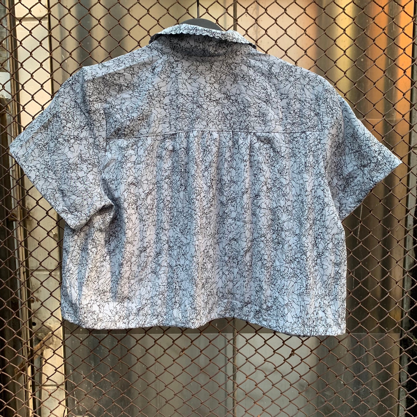 Upcycled Grey Cropped Blouse