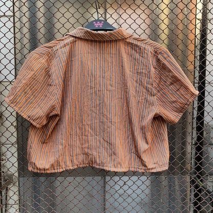 Upcycled Orange Stripes Cropped Blouse