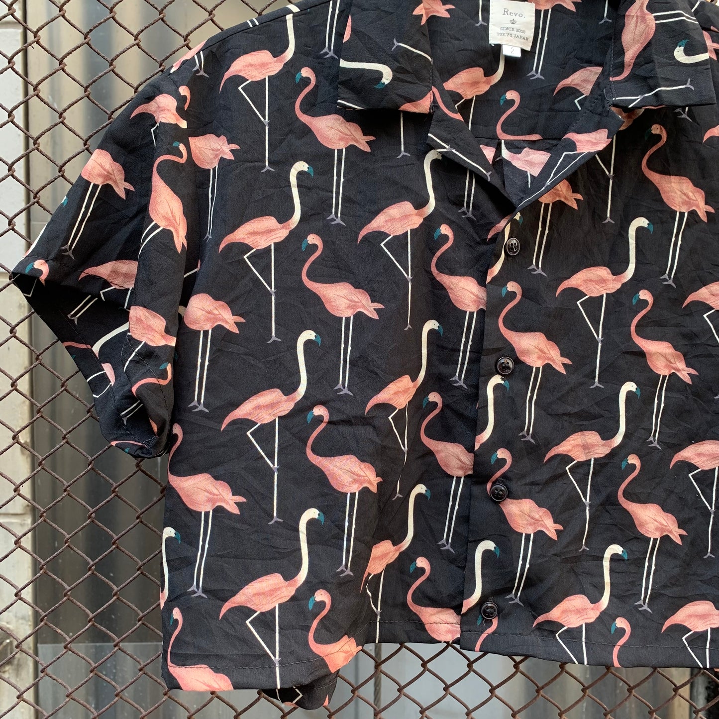 Upcycled Flamingo Cropped Blouse