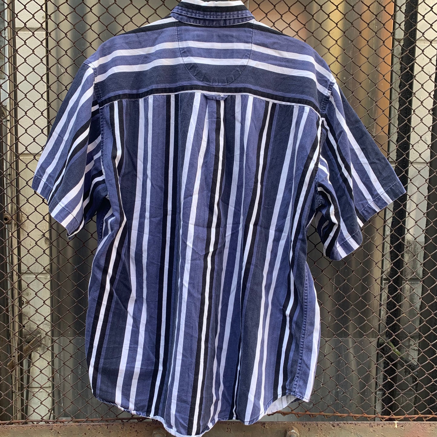 Blue Stripes Short Sleeves Shirt