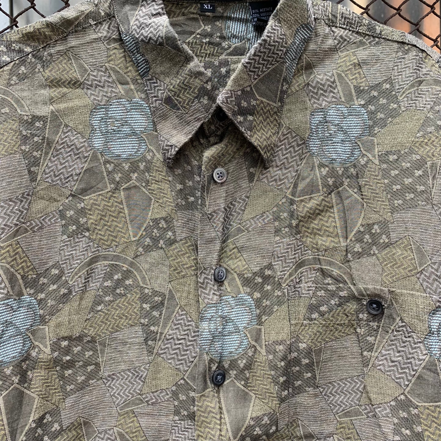 Brown Geometric Long Sleeves Shirt