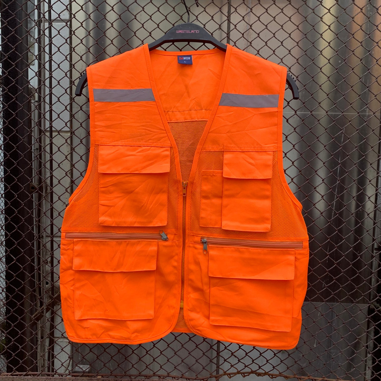 Korean Vest - Orange Neon 4 Pockets