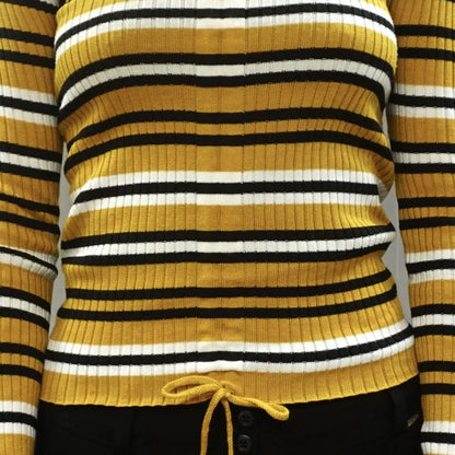 Vintage Yellow Stripes Sweater Center