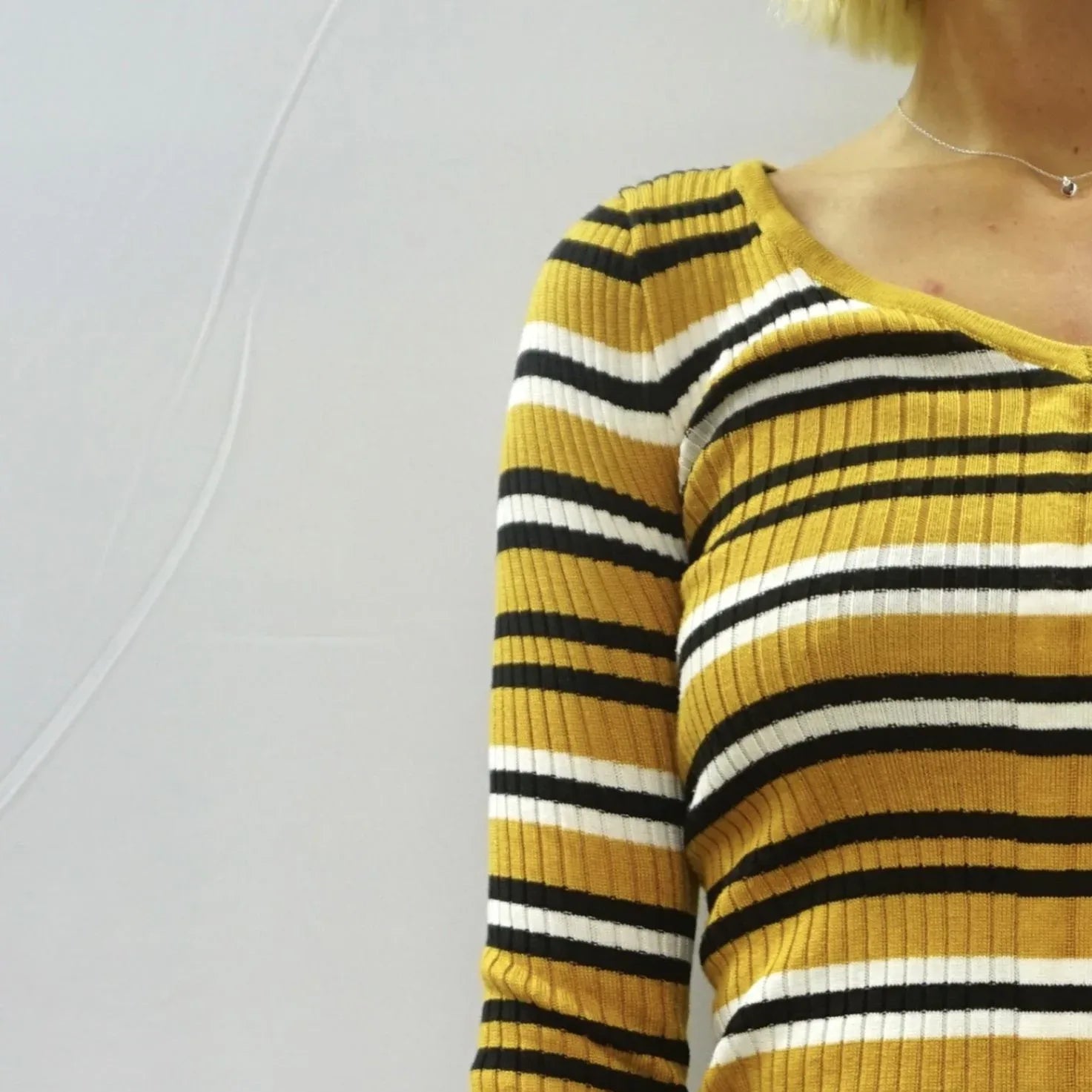 Vintage Yellow Stripes Sweater Top Left