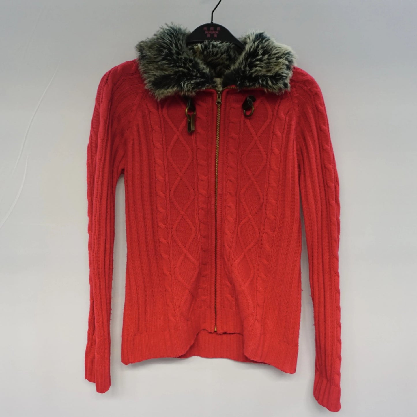 Vintage Red Fur Collar Sweater