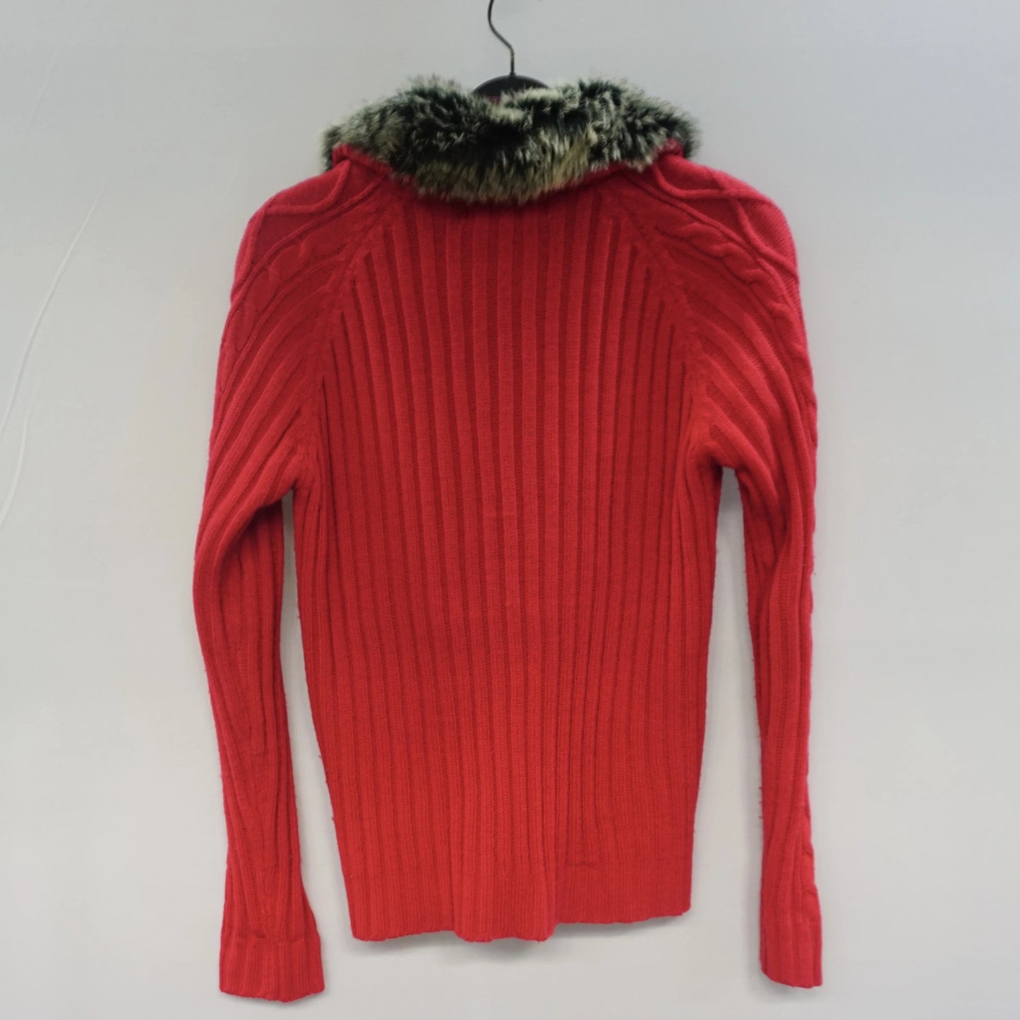 Vintage Red Fur Collar Sweater