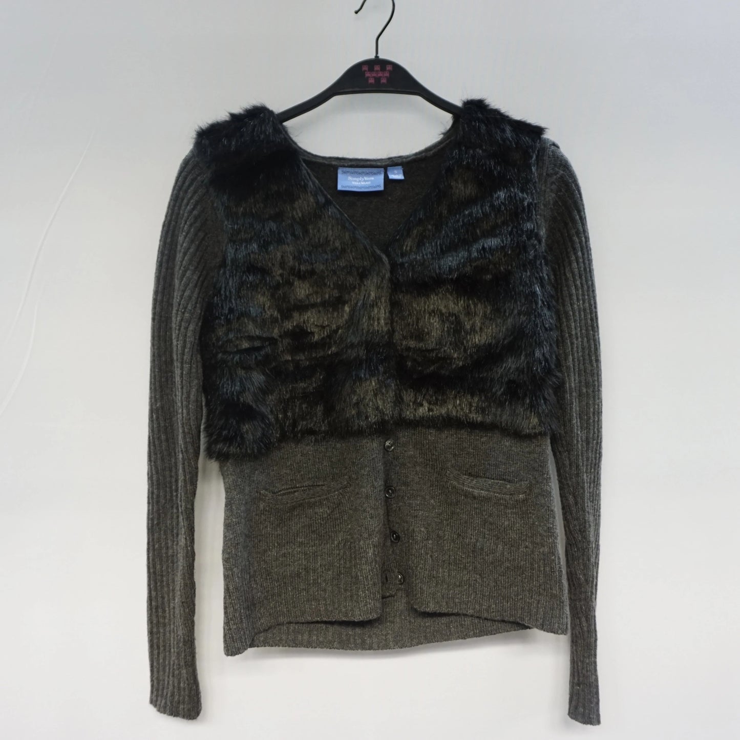 Vintage SimplyVera Vera Wang Gray FUr Cardigan