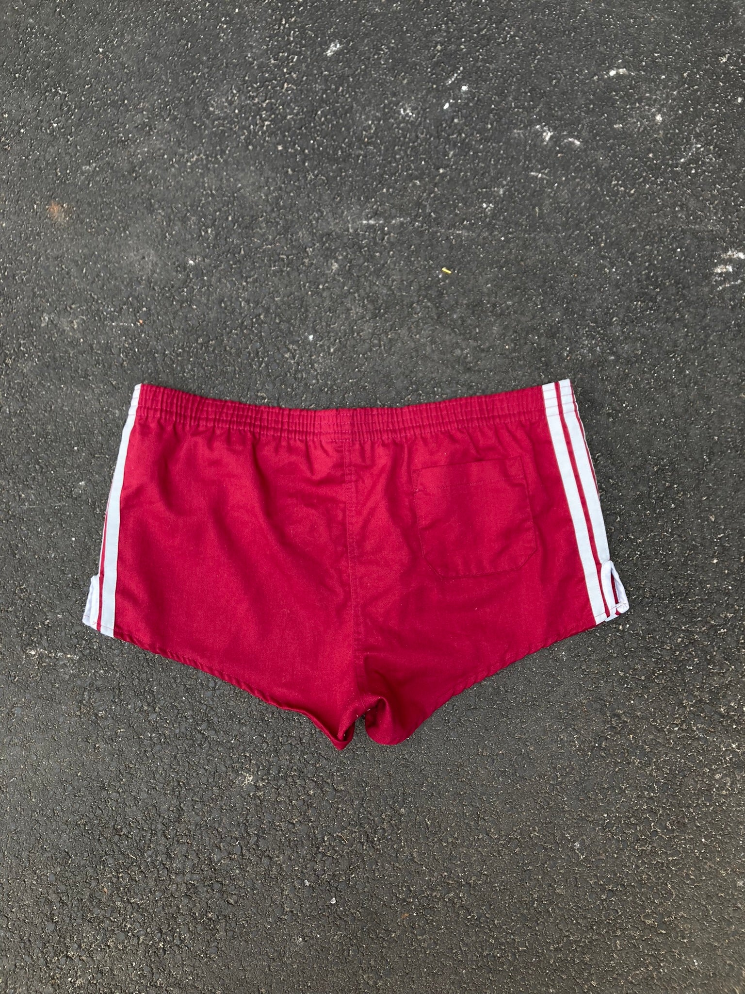 Vintage 80s Adidas Made in USA Red Trefoil Running Shorts