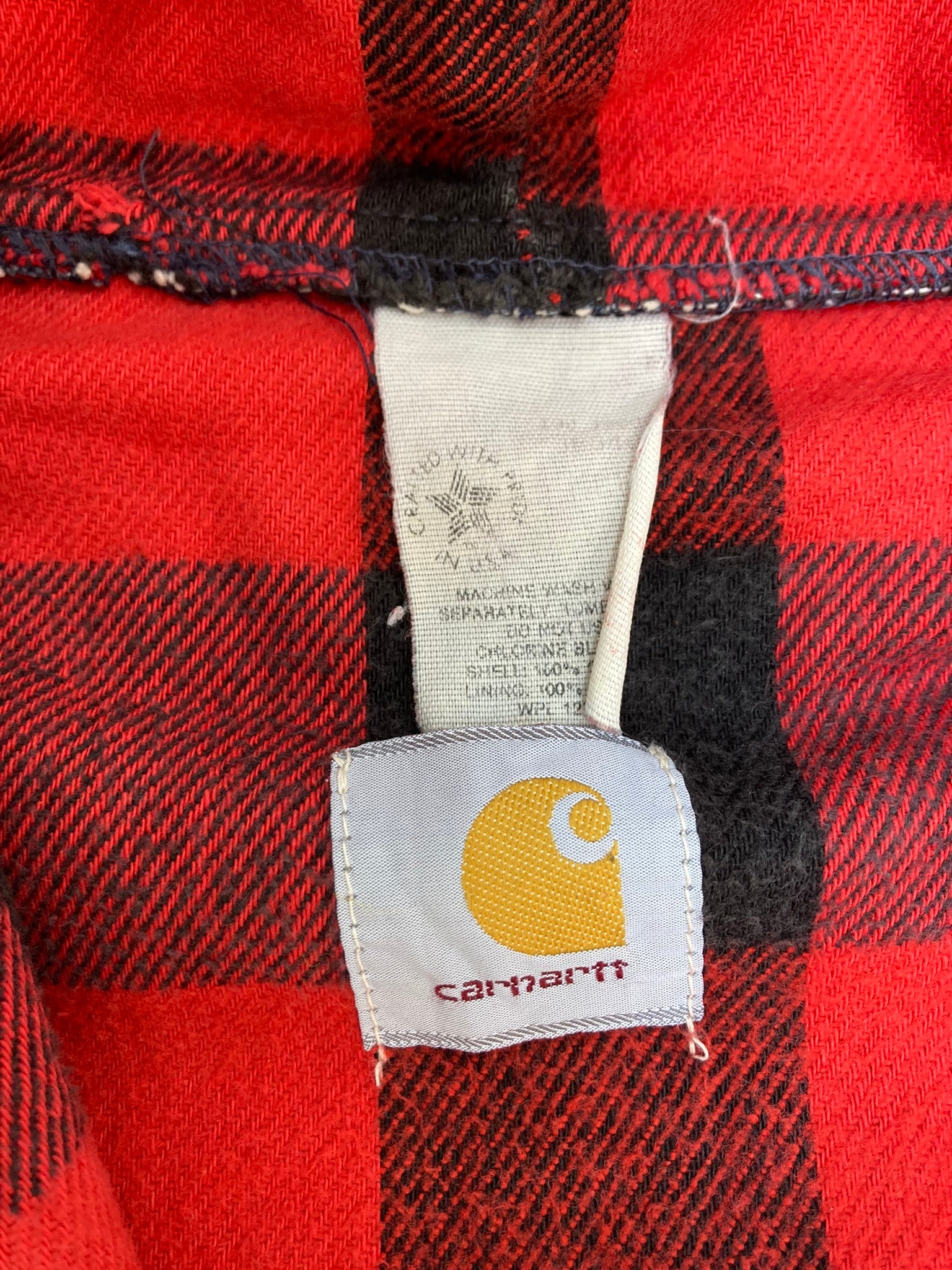 Vintage 90s Carhartt Made in USA Blue Denim Jacket - Flannel Lined