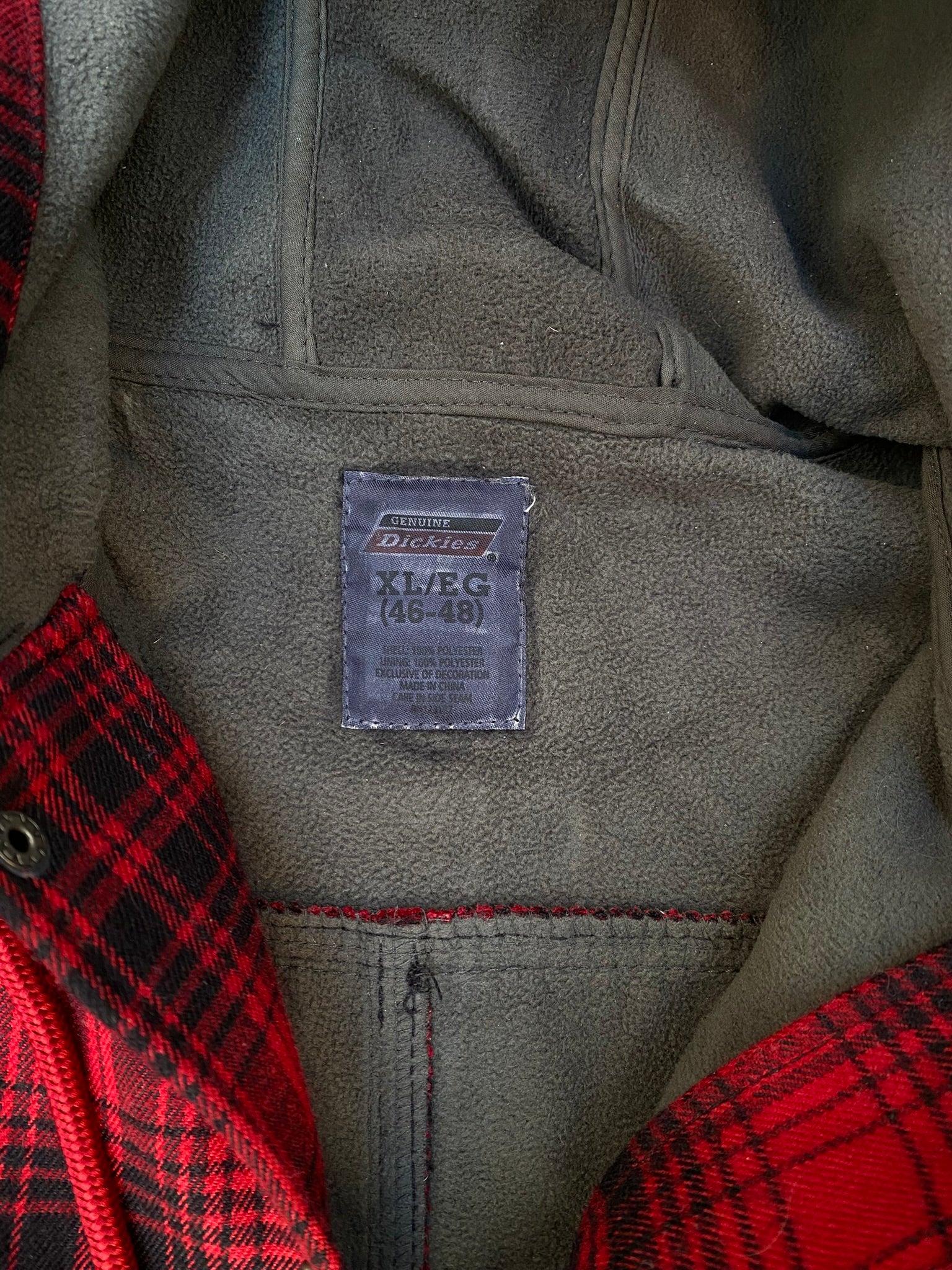 Dickies Quilted Lined Hooded Flannel Shirt Jacket - Red Plaid
