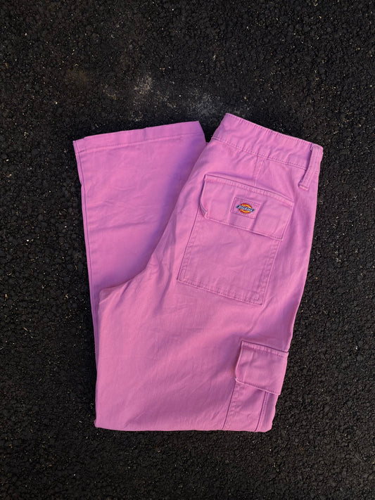 Dickies Pink Cargo Pants - Low Rise Bubblegum Color