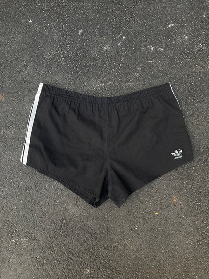 Vintage 80s Adidas Made in USA Black Trefoil Running Shorts