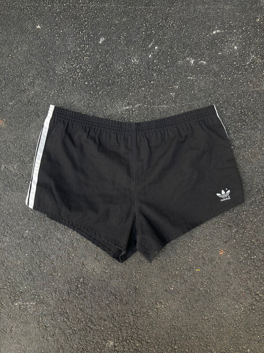 Vintage 80s Adidas Made in USA Black Trefoil Running Shorts