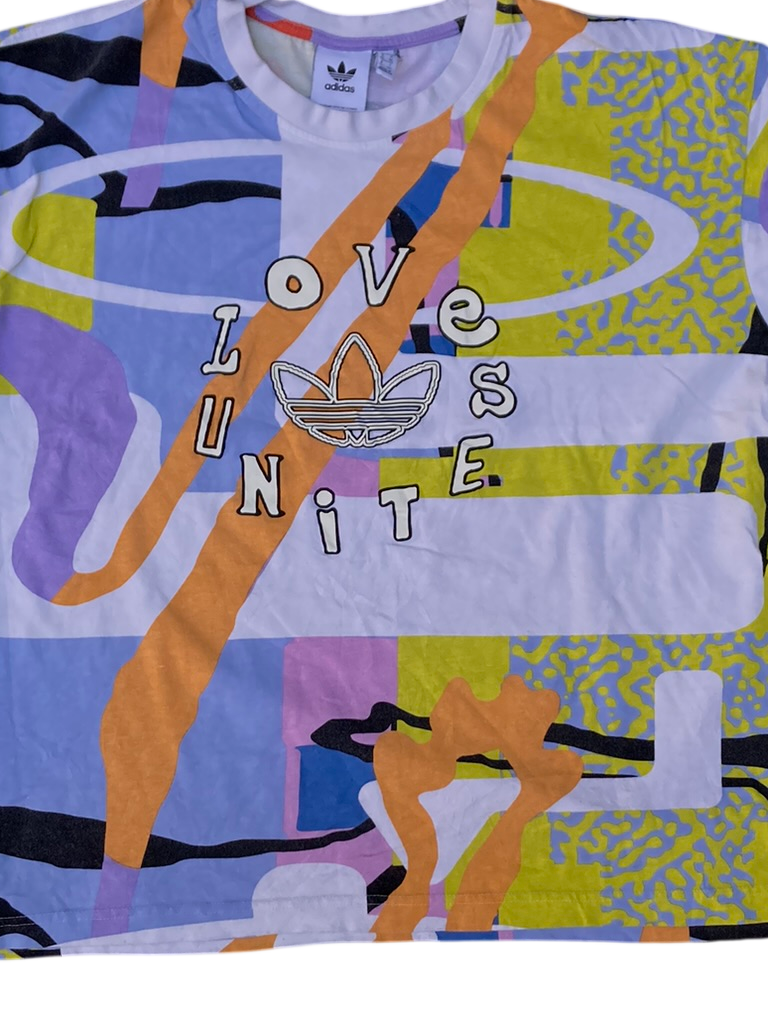 Adidas Love Unites Pride Pack Tee - Retro Abstract Graphic Shirt