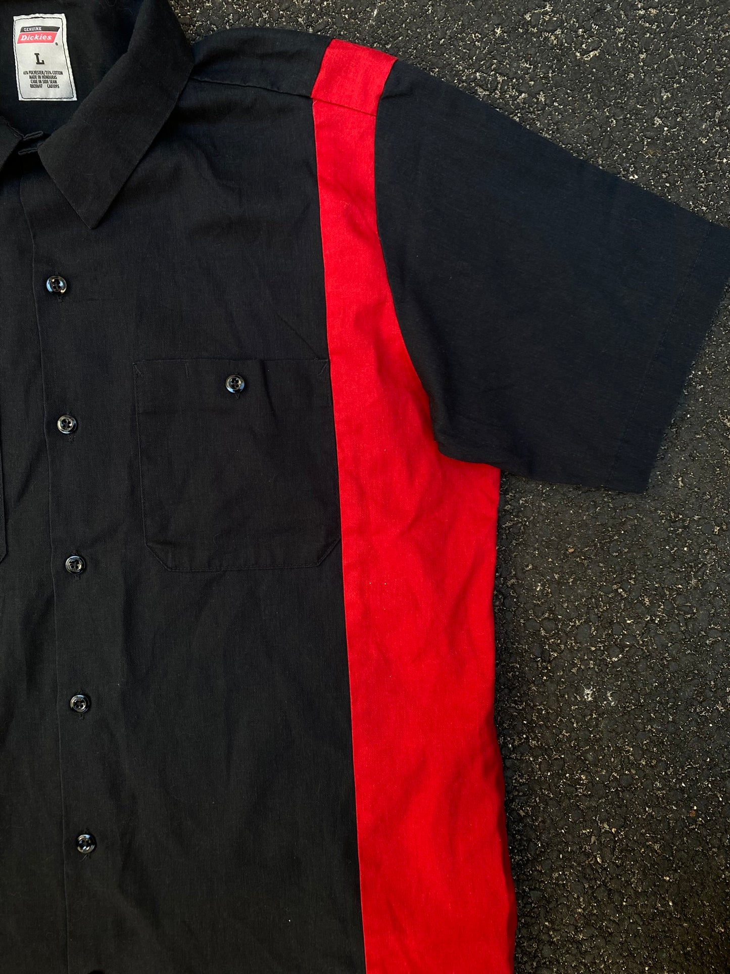 Dickies Industrial Color Block Work Shirt - Black & Red - Size L