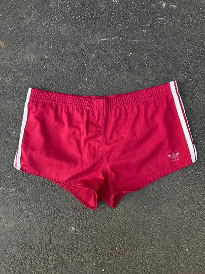 Vintage 80s Adidas Made in USA Red Trefoil Running Shorts