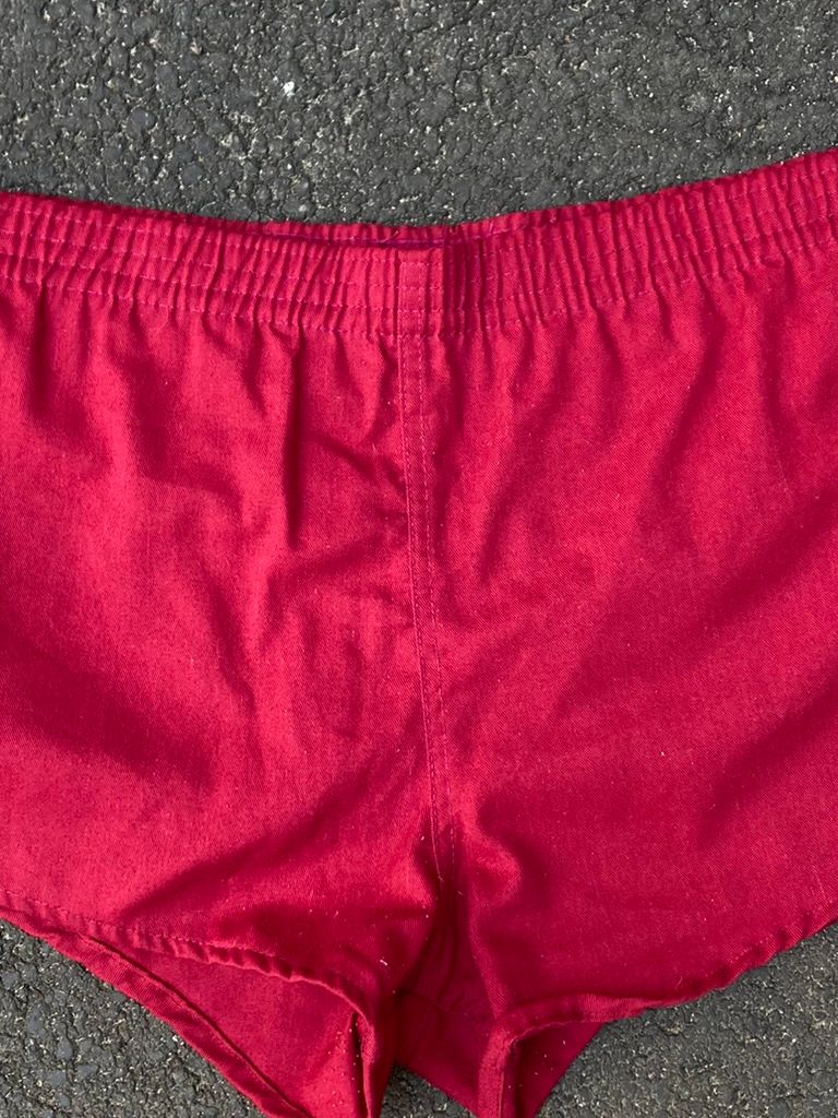 Vintage 80s Adidas Made in USA Red Trefoil Running Shorts