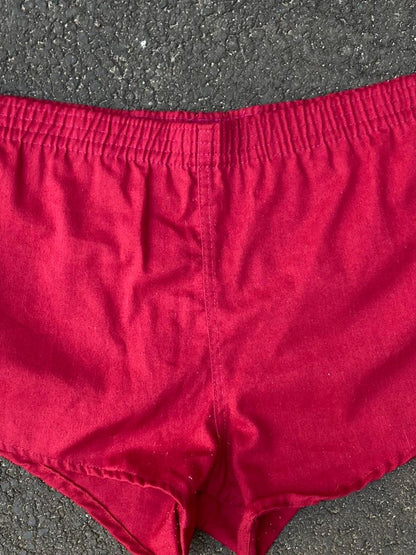 Vintage 80s Adidas Made in USA Red Trefoil Running Shorts