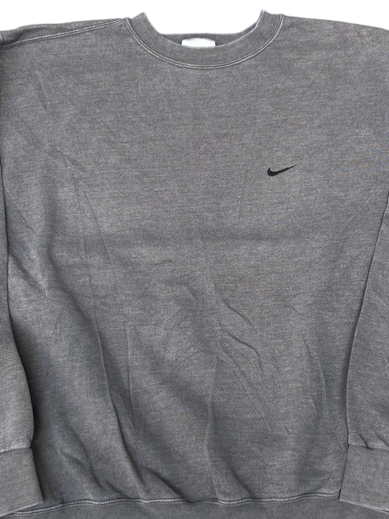 Vintage 90s Nike Center Mini Swoosh Crewneck Sweatshirt - Faded Gray