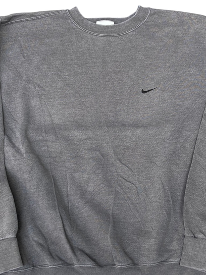 Vintage 90s Nike Center Mini Swoosh Crewneck Sweatshirt - Faded Gray