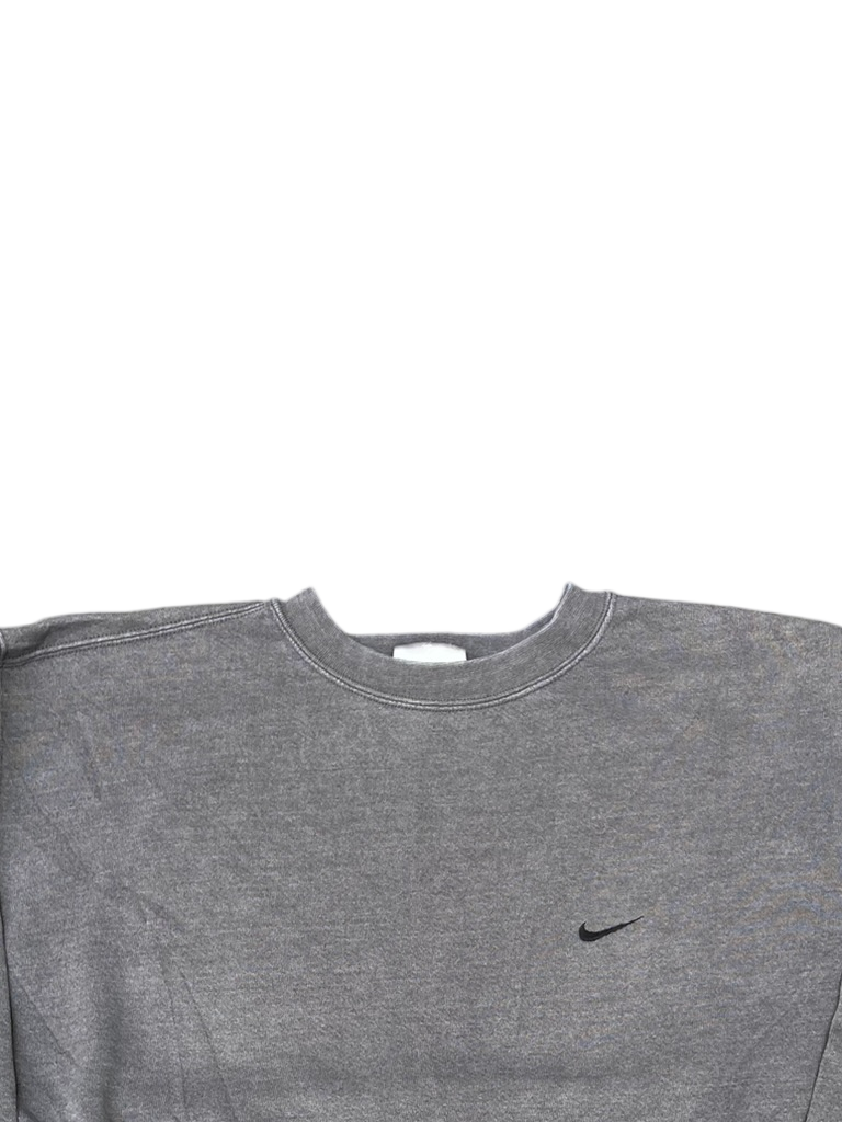 Vintage 90s Nike Center Mini Swoosh Crewneck Sweatshirt - Faded Gray