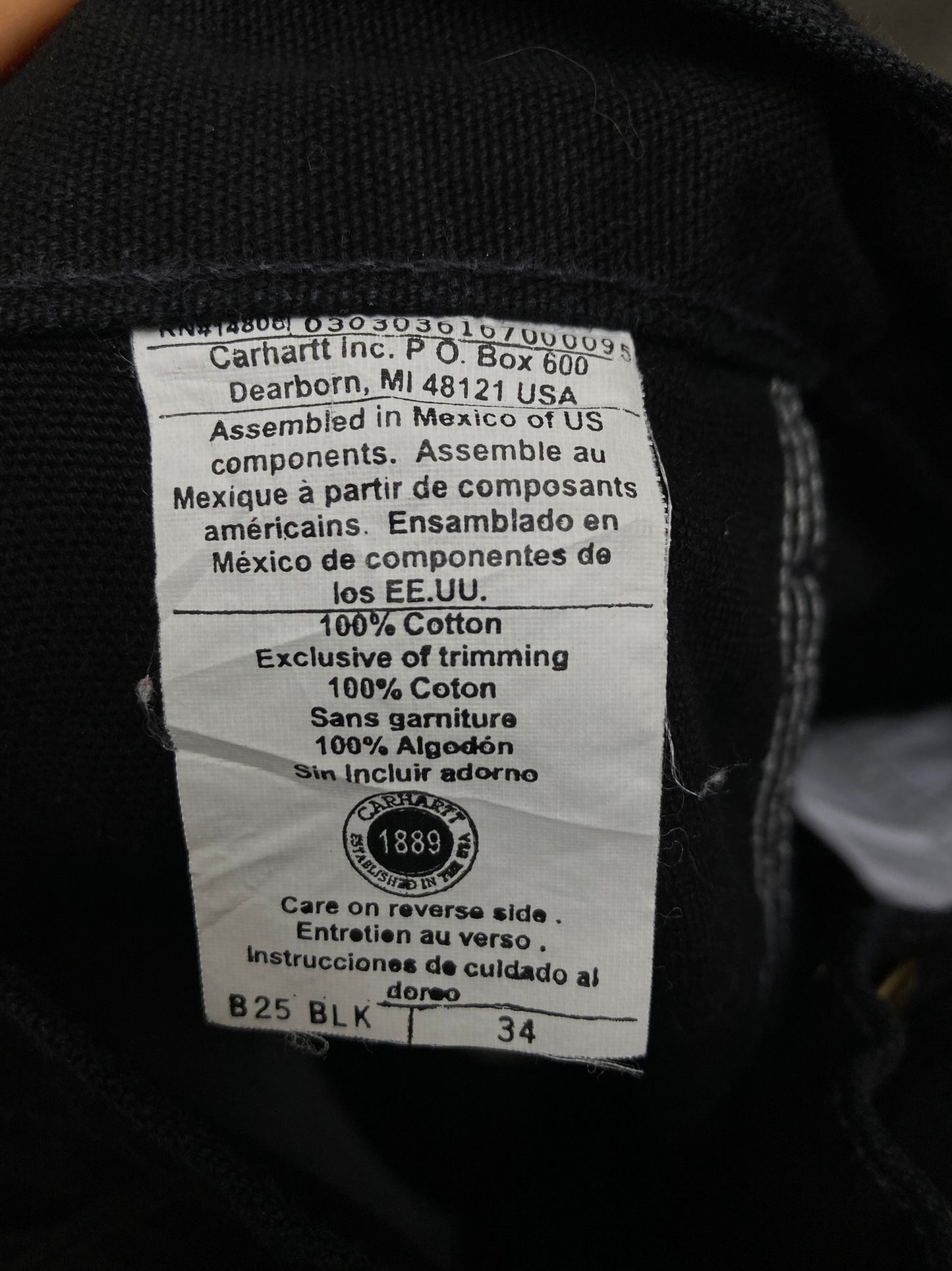 Carhartt Black Canvas Carpenter Shorts
