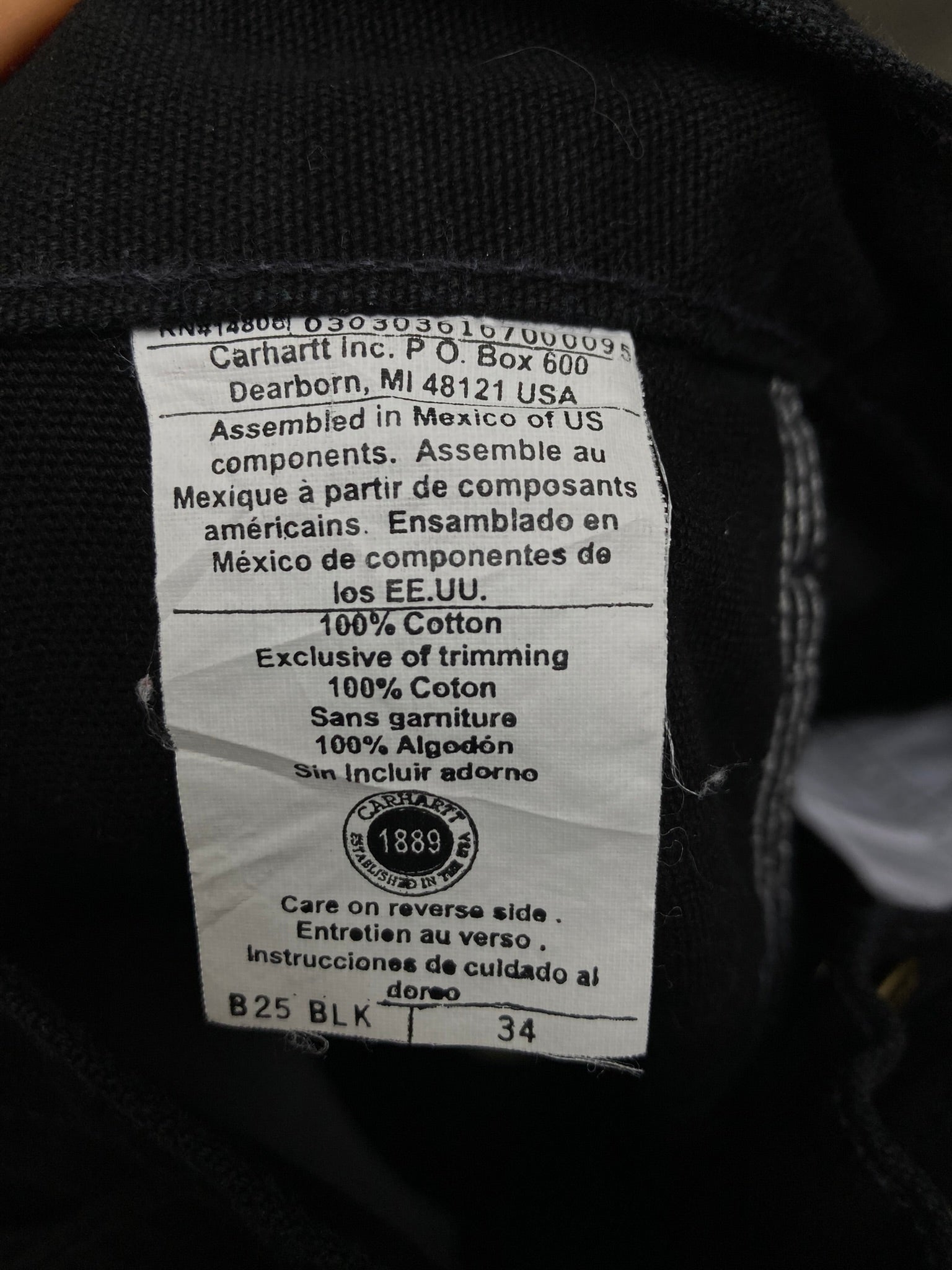 Carhartt Black Canvas Carpenter Shorts