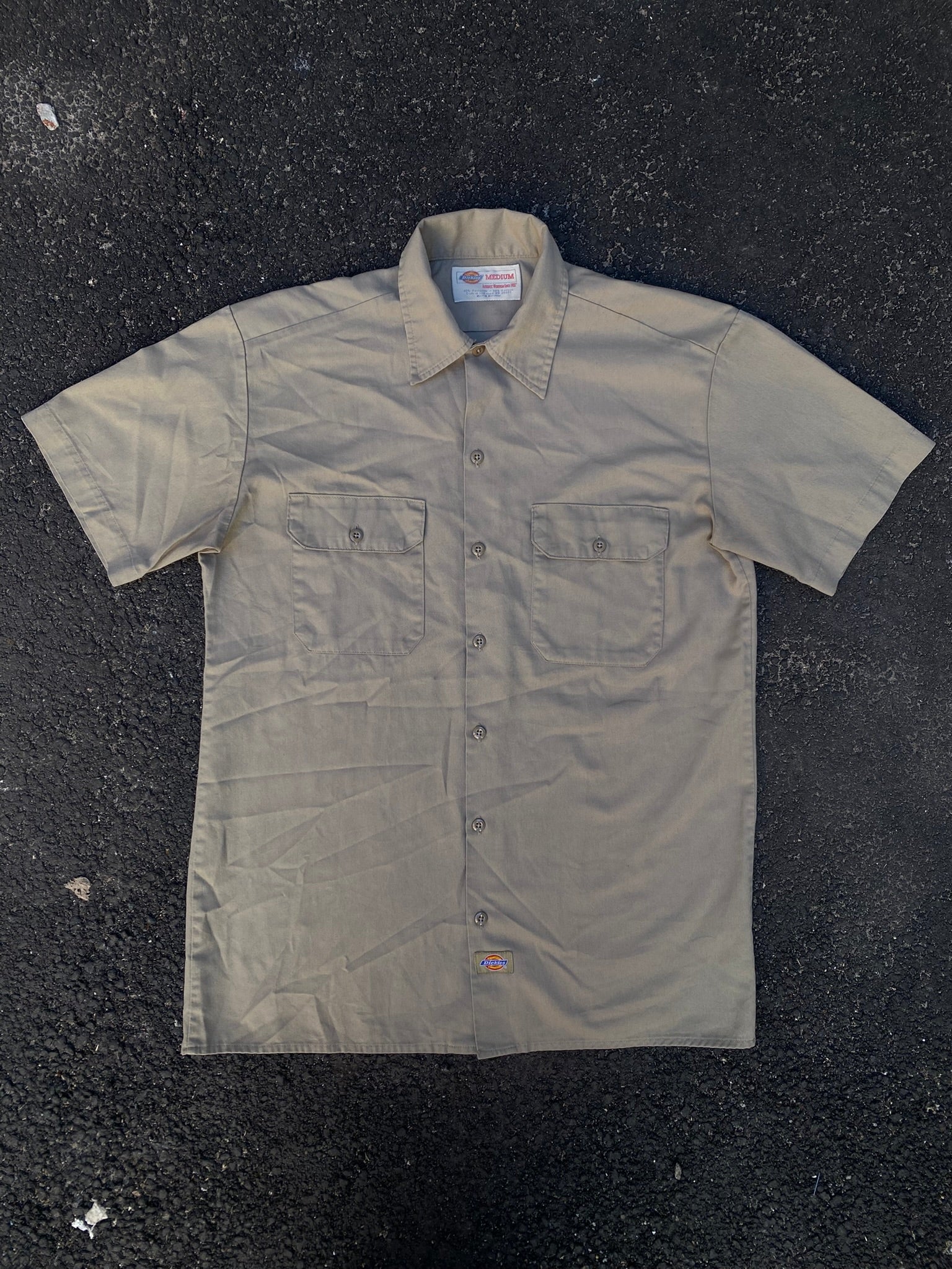 Vintage Dickies Short Sleeve Beige Work Shirt