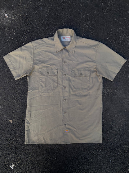 Vintage Dickies Short Sleeve Beige Work Shirt