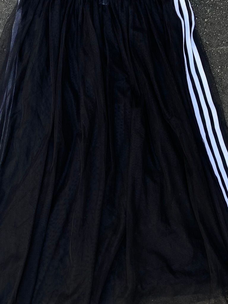 Adidas Black Tulle Mesh Skirt - Balletcore Streetwear Midi Size M