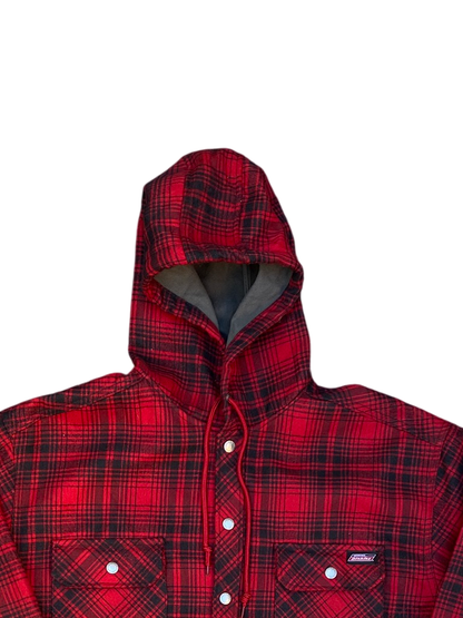 Dickies Quilted Lined Hooded Flannel Shirt Jacket - Red Plaid