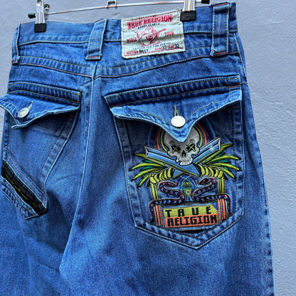 Vintage True Religion Pants Skull Embroidery back pocket