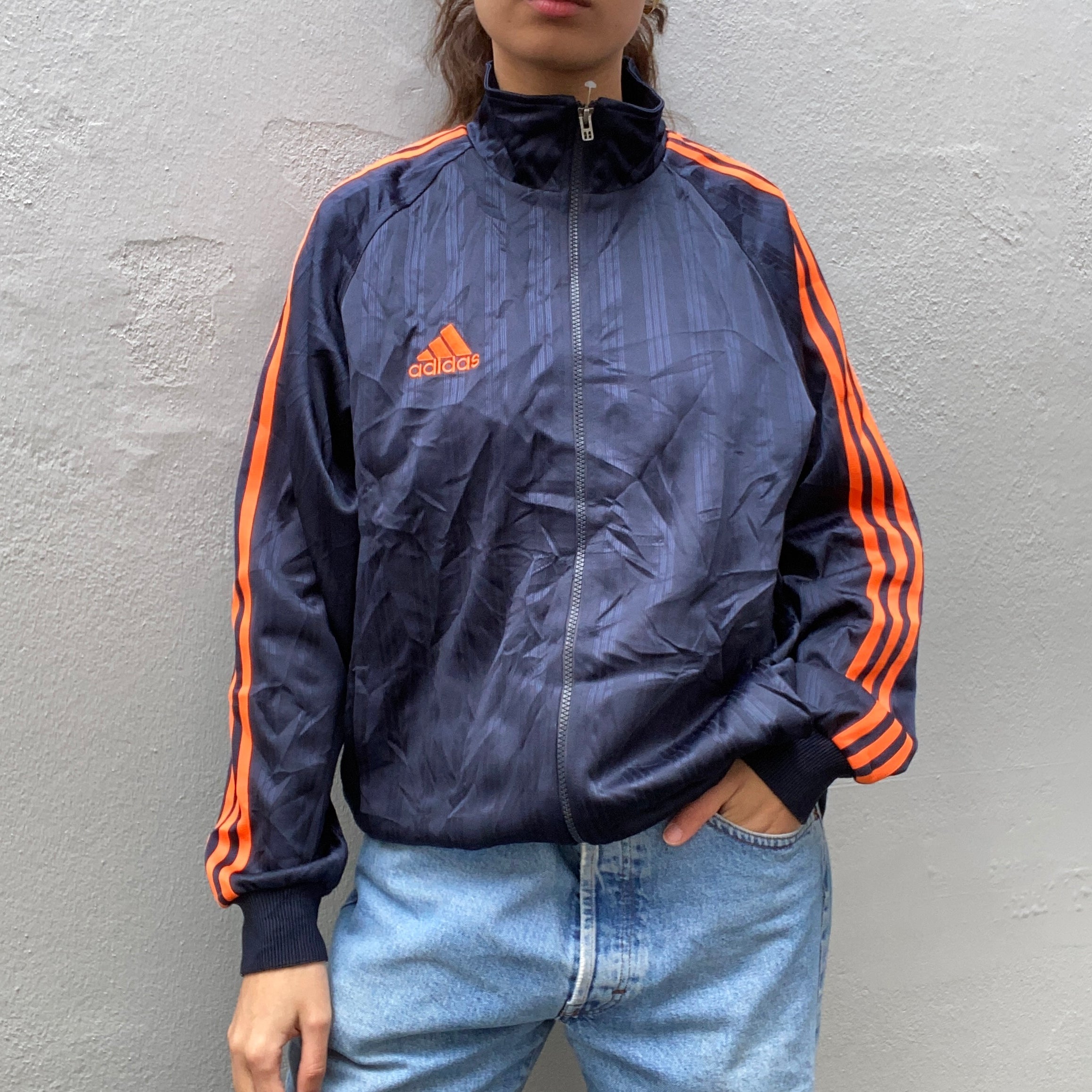 Adidas navy and orange tracksuit hotsell