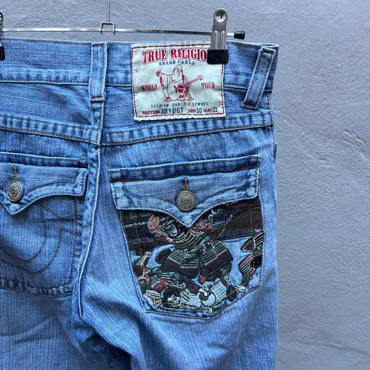 True Religion Pants Samurai Embroidery back pocket