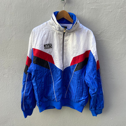 90s White/Blue Asics Windbreaker