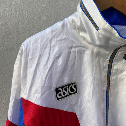 90s White/Blue Asics Windbreaker