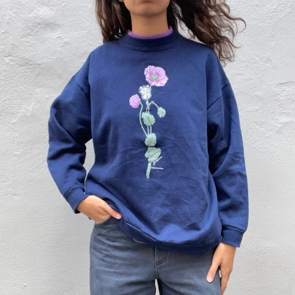 Vintage Flower Navy Sweatshirt front