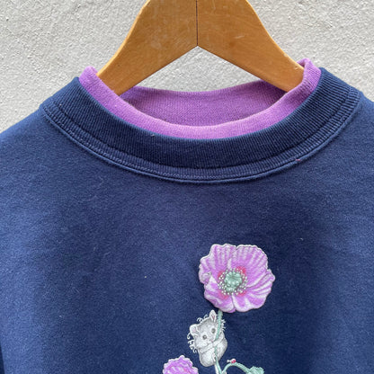 Vintage Flower Navy Sweatshirt